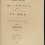 1800 David Hume 1st ed Commentary on Scotland Criminal LAW Scottish Advocates 2v