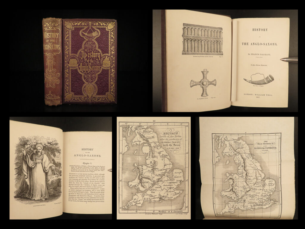 1867 anglo saxon england britain alfred the great rome vikings palgrave rare | francis palgrave’s “<em>history of the anglo-saxons</em>” is a rare, 19<sup>th</sup>-century history of england. This book covers nearly the entirety of british history discussing the saxon invasion, ancient worship rituals, barbarian rule in england, reign of alfred the great, edward the confessor, norman conquests and military, and much more.