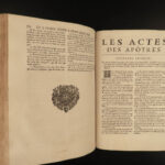 1701 RARE French Holy Bible Biblia Sacra Vulgate de SACY 2v Jerusalem Israel MAP