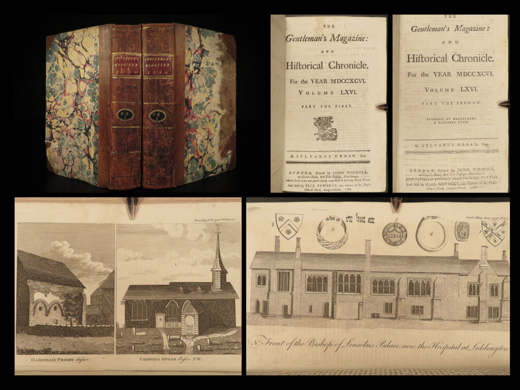 1796 1ed george washington america stonehenge mohawk indians jamaica war rare |   the <em>gentleman’s magazine</em> was an english periodical which first appeared in 1731. It was published without interrupt for nearly 200 years and was the first of its kind to use the term ‘magazine’. It was published by edward cave, pseud. Sylvanus urban.   this 1796 edition includes a variety of important and interesting contents including: <ul> <li><strong><u>discoveries found at stonehenge</u></strong></li> <li>rise of paul i, emperor of russia</li> <li><strong><u>george washington letters and correspondence</u></strong> <ul> <li>address to the people of united states</li> </ul> </li> <li>maroon war in jamaica</li> <li>observations on the <strong><u>mohawk indians</u></strong></li> <li>queen mary of scots response to criticism against her</li> <li>curious description of a kangaroo</li> </ul>