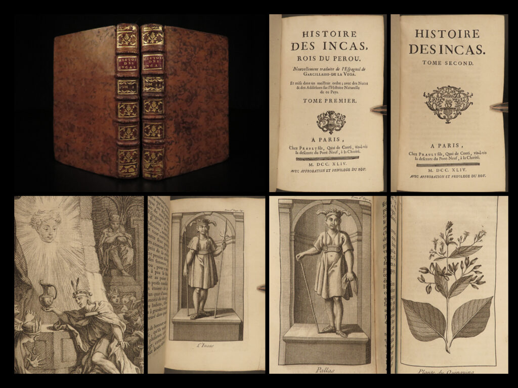 1744 inca peru history south america garcilaso vega spanish conquests 2v incan | garcilaso de la vega was a 16<sup>th</sup>-century spanish author, who, after moving to peru, became one of the best-known historians on the incan empire. His best work, ‘history of the incas’, focused on the culture of incan society and is considered to the best the best and most accurate representation of the incan people and their customs.   this fine, two-volume 1744 edition of vega’s masterpiece contains full-page illustrations, views of tribal persons.