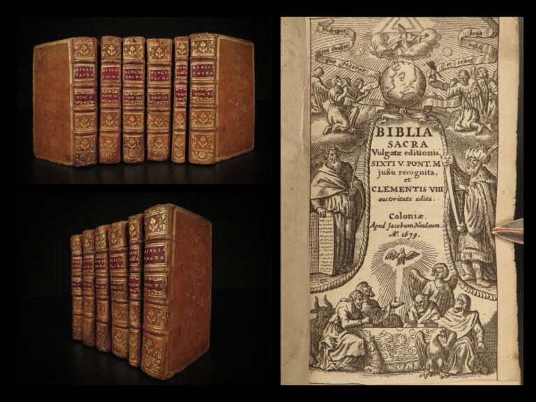 Image of 1679 BIBLE Biblia Sacra Vulgate Latin Sixtus V Clement VIII Vellum Naulaeum 6v