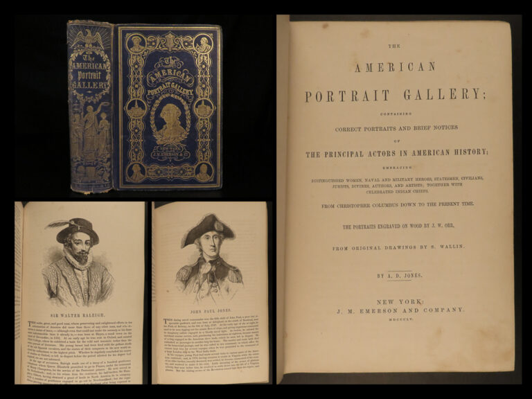 Image of 1855 American Portrait Gallery Columbus Crockett Washington Franklin Illustrated