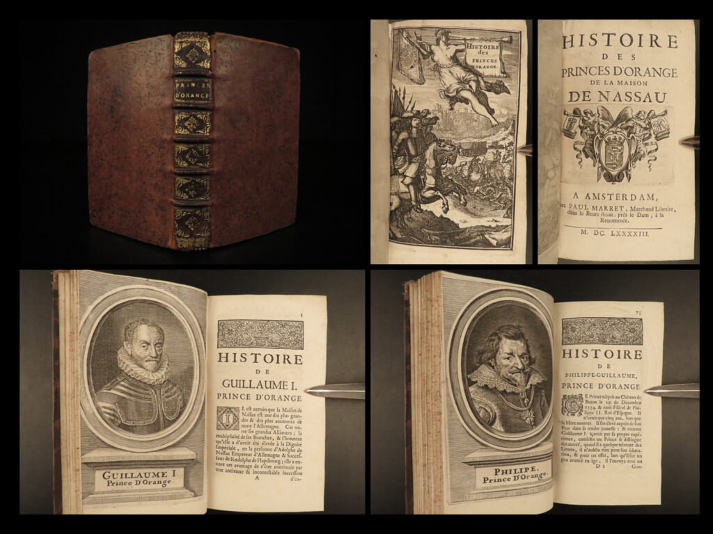 1693 princes of orange-nassau dutch history william silent portraits netherlands | adrien baillet’s ‘<em>history of the princes of orange’</em> is a late 17th-century history of the princes under the house of orange-nassau. This dutch royal family is one of the most prolific european houses best-remembered for leading the netherlands to independence through the eighty years’ war.   this 1693 book contains biographical sketches of the first six princes of the house of orange-nassau: william i the silent, philip william, maurice, frederick henry, william ii, and william iii.