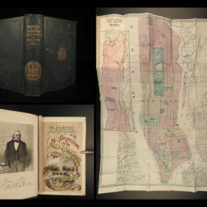 1866 New York City Business HUGE MAP Manhattan Color Illustrated Corporation