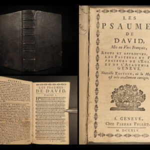 1745 Geneva Huguenot Bible Psalms of David Music French Chant Pellet Switzerland