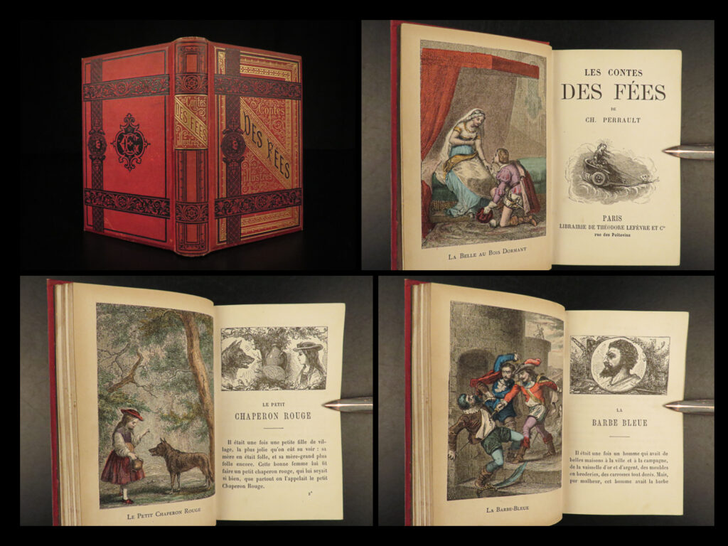 1884 fairy tales charles perrault illustrated cinderella puss boots french riding hood | <em>“a dream is a wish your heart makes. ” </em> <em>― </em>charles perrault<em>, cinderella</em> <em> </em> charles perrault was a 17<sup>th</sup>-century french author who is most-remembered for his fairy tales. When “<em>les contes</em>” was first written it was quite ahead of its time, and his writing helped lay the groundwork for a new literary genre that would become very popular throughout europe of the next century. Many of his fairy tales include stories that are still popular today such as little red riding hood, cinderella, puss in boots, and sleeping beauty.   this printing is a fine, 19<sup>th</sup>-century printing that includes charming illustrations.