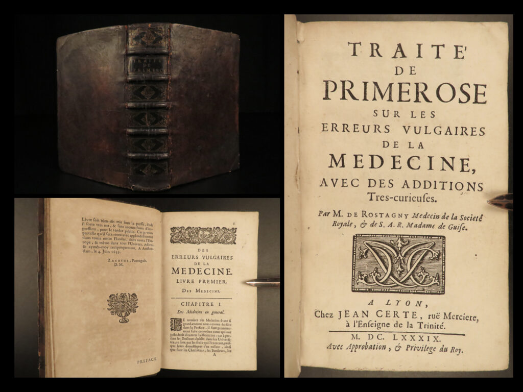 1689 1ed james primrose errors in medicine harvey melancholy tobacco epilepsy | james primrose was a 17<sup>th</sup>-century english physician who is best remembered for his opposition to william harvey. One of primrose’s most important works was his ‘<em>treatise on errors in medicine</em>’. In this work, primrose identifies many of what he considered to be inaccuracies in medicine. It contains descriptions on melancholy, pregnancy and childbirth, epilepsy, with attention even given to the medical effects of tobacco!