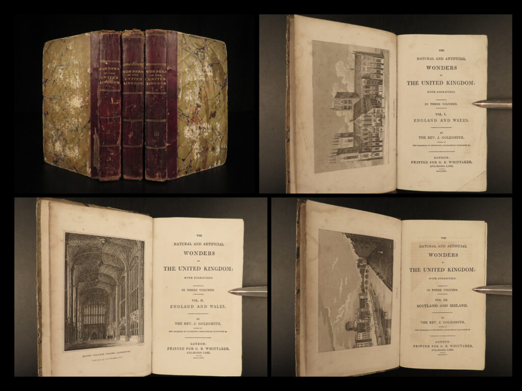 1825 1ed wonders of britain stonehenge castles old sarum lindisfarne ruins 3v | richard phillips’ ‘<em>natural and artificial wonders of the united kingdom</em>’ is a rare, fascinating illustrated history of iconic wonders of britain and france. This book contains descriptions and illustrations of notable locations including stonehenge, windsor castle, old sarum, mont saint michel, lindisfarne ruins, york cathedral, and dozens of other noteworthy places and buildings.  
