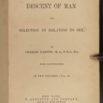 1873 Charles Darwin Descent of Man Evolution Natural History Monkeys Science 2v