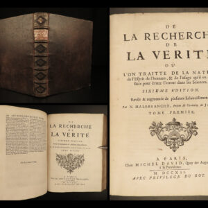 1712 Malebranche Search for Truth John Locke Metaphysics Philosophy Imagination