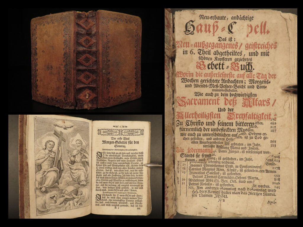 1760 german bible art prayer book devotional catholic vespers confession kalin | a rare 18<sup>th</sup>-century german prayer book!   collected and published by johann kälin, this book contains daily prayers and devotions for morning and evening mass, vespers, confession, communion, and liturgical hymns.