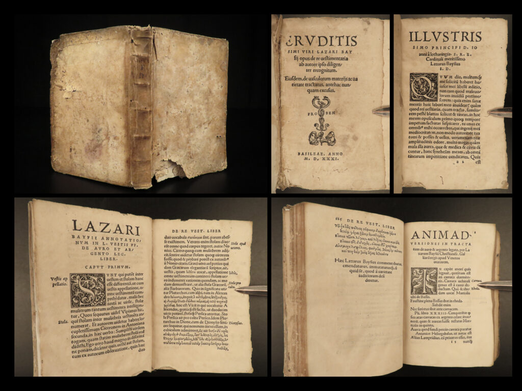 1531 ancient fashion & costume lazare de baif babylon corinth rome togas tunics | lazare de baif’s “<em>de vestimentaria</em>” is a rare <strong>16<sup>th</sup>-century treatise on the clothing and costume of ancient civilizations</strong>. De baif was a french humanist who took interest in the development of fashion in various cultures. Notable civilizations include babylon and corinth discussing the color and designs of togas, tunics, and much more.