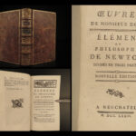 1772 Voltaire Elements of Isaac NEWTON Philosophy Optics Physics Science Illustrated