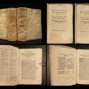 1572 Plutarch Moralia Greek Philosophy Essays Oracles Superstition Basel Vellum