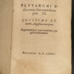 1572 Plutarch Moralia Greek Philosophy Essays Oracles Superstition Basel Vellum