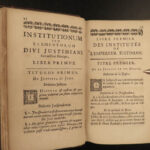 1680 LAW Justinian Institutes Digest Corpus Juris Civilis Rome Latin French 2v