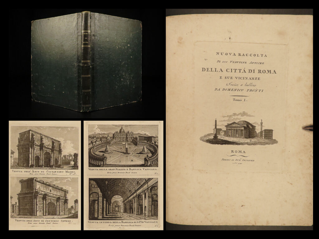 1795 art architecture greco-roman colosseum vatican ruins rome domenico pronti | domenico pronti was an 18<sup>th</sup>-century italian artist best-known for his art depicting greco-roman history. In his book ‘<em>nuova raccolta di cento’</em> – a collection of a hundred engravings of the history of ancient and modern rome. Notable views included in this work include: <ul> <li>castle saint angelo in rome</li> <li>vatican piazza</li> <li>the colosseum</li> <li>santa maria maggiore</li> <li>numerous ancient ruins! </li> </ul>