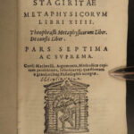 1585 ARISTOTLE Metaphysica Greek Philosophy Mathematics Theophrastus Metaphysics