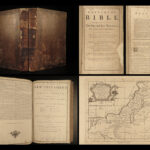 1765 HUGE FOLIOS Bible Edinburgh Scotland Map Plates Taylor Moffat Family RARE