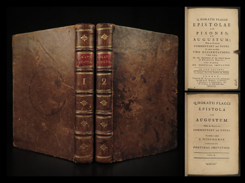 1753 horace ars poetica art of poetry english roman latin greek classical rome | <em> </em> <em>“we are but dust and shadow” </em> ― horace   horace was the most important roman poet during the 1st-century bc. He composed satires, odes, epistles, and other poetic verses; works that have been referenced and studied for centuries. Horace’s works have yielded some famous quotes that have influenced cultures and societies including “carpe diem! ” (seize the day) and “pactum serva” (keep the faith).   ‘<em>the art of poetry’</em> was a poem written by horace in which he offers advice on writing poetry and has been known to influence authors for centuries. Horace discussed the use of appropriate vocabulary, use of prose, and warns against using ‘deus ex machina’ practices.   according to the nat, “since its composition in the first century bce, this epigrammatic and sometimes enigmatic critical poem has exerted an almost continual influence over poets and literary critics alike. ” <em> </em>