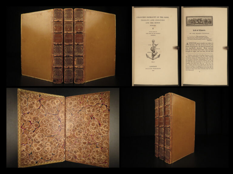 Image of 1846 1ed Geoffrey CHAUCER Romaunt of the Rose Troilus Creseide Romance 3v BEAUTY
