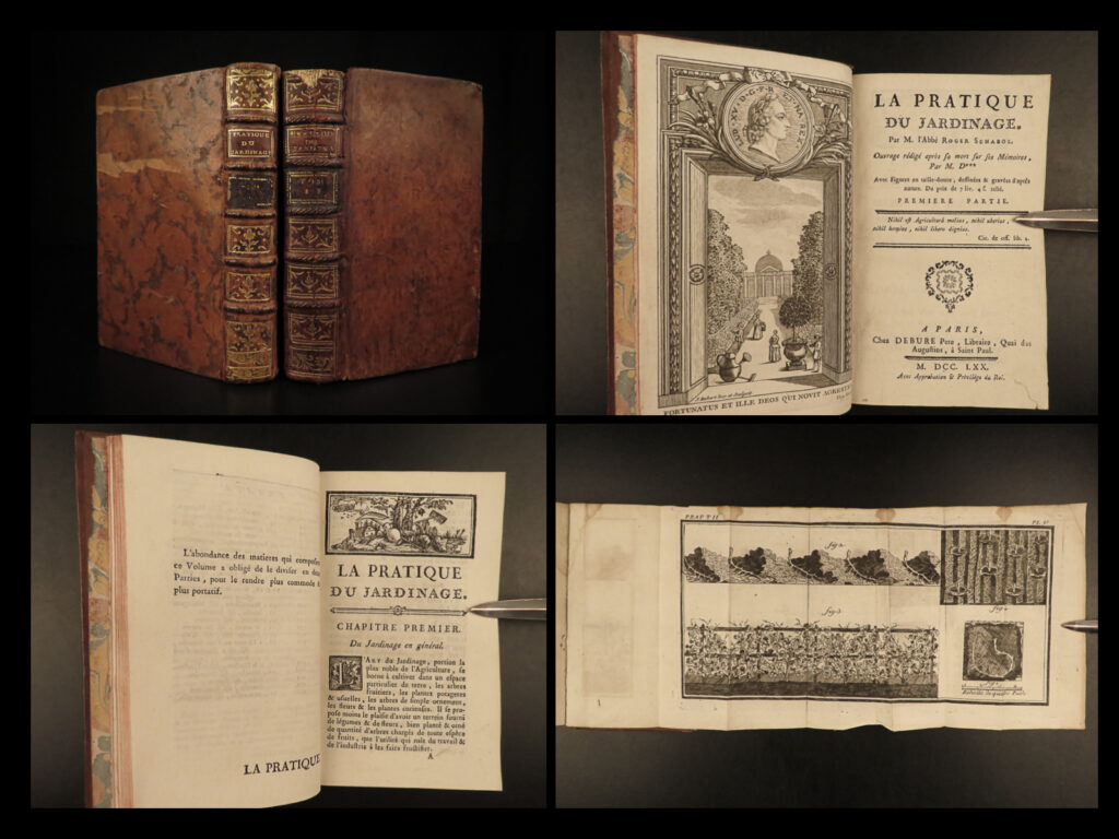1770 gardens practice of gardening horticulture agriculture flowers schabol 2v | roger schabol was an 18<sup>th</sup>-century french gardener who is solely known for his books on gardening. In his book ‘<em>the practice of gardening’</em>, schabol offers direction on general gardening, use of gardening tools, distributions of soil and plant foods, caring for sick plants and common plant diseases, tree plantations, varieties of flowers, growing and harvesting fruits and vegetables, and much more!