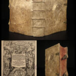 1662 Jesuit Drexel BIBLE & Commentary RARE Esoteric ART German Pigskin Clasps