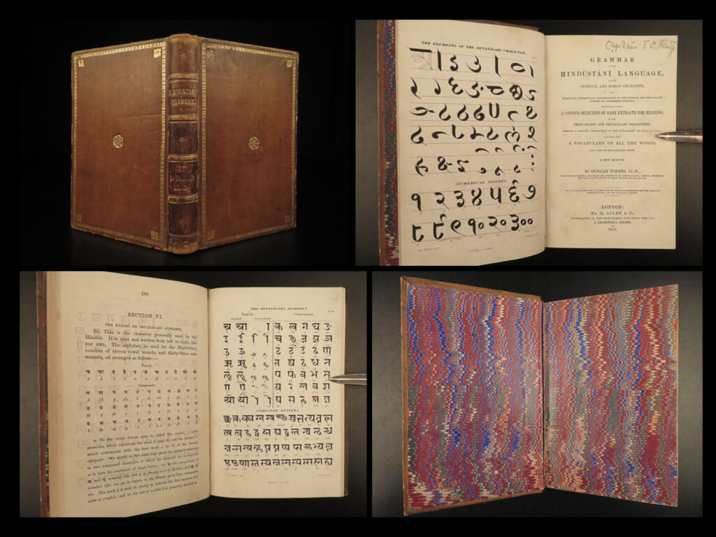 1855 hindu grammar of hindustani language india pakistan urdu forbes arabic | duncan forbes ‘<em>grammar of the hindustani language’</em> is a rare 19<sup>th</sup>-century hindustani vocabulary manual. Forbes’ hindustani manuals were written to help make the hindustani language (and its derivative languages) more accessible to english speakers offering not only vocabulary but also sentence structure, letter and symbol uses, word origins, hindu calendars, as well as extensive written language examples.