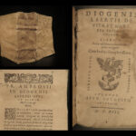 1592 Diogenes Laertius Eminent Philosophers Greek Aristotle Socrates Philosophy