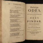1684 Abraham Cowley English Poetry Mistress Motto Pindar Ode Davideis Sylva RARE