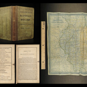 1838 ILLINOIS Mitchell Geography & Atlas HUGE MAP Chicago Emigrant Western RARE