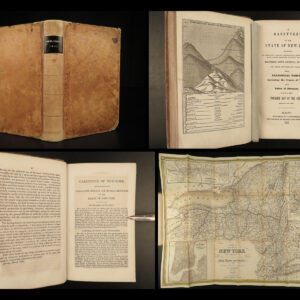 1842 HUGE MAP New York State Gazetteer Geography Americana Albany Colonial USA