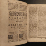 1610 Claudius Aelianus Varia Historia Greco-Roman History Mythology Greek Latin