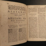 1610 Claudius Aelianus Varia Historia Greco-Roman History Mythology Greek Latin