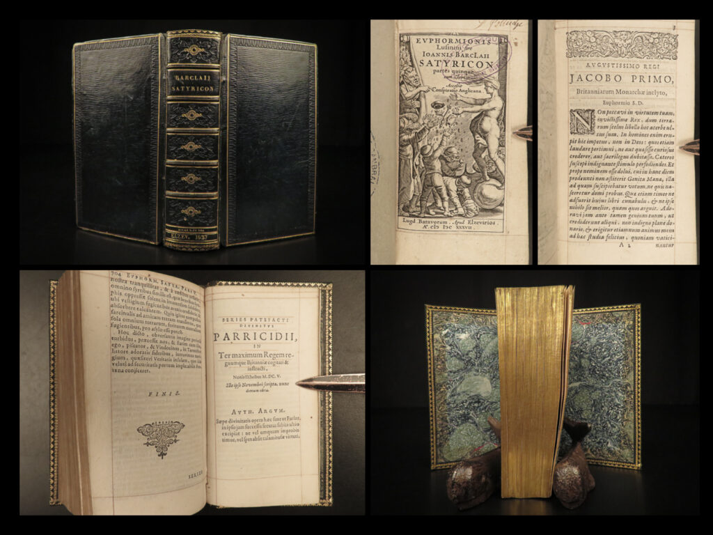 1637 scottish barclay satyricon gunpowder plot jesuits puritans euphormionis | john barclay was an early 17<sup>th</sup>-century scottish poet and author remembered for works such as ‘<em>argenis’</em> and ‘<em>satyricon’</em>. Many of barclay’s works were satirical in nature, most notably ‘<em>satyricon’</em>, which was written over the course of ten years at the start of the 17<sup>th</sup>-century. The last two parts were given separate titles and were not written as part of the original ‘<em>satyricon’</em>; however, they are now considered to be part of the work. <ul> <li>‘satyricon’ – “a comic novel” (fleming); a severe satire on jesuits, medical doctors, education, puritans, and literature</li> <li>‘euphormionis lusinini’ – a response to jesuit attacks</li> </ul>  