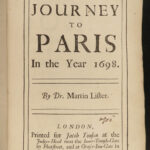 1698 Natural History 1ed Martin Lister Journey to Paris Animals Science Voyages