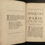 1698 Natural History 1ed Martin Lister Journey to Paris Animals Science Voyages
