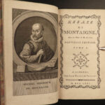 1771 Essays of Montaigne French Renaissance Philosophy Humanism Coste French 10v