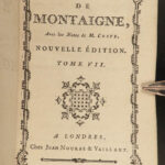 1771 Essays of Montaigne French Renaissance Philosophy Humanism Coste French 10v