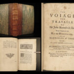 1725 John Mandeville Voyages Holy Land Egypt FAMOUS Columbus Old English 1/300