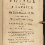 1725 John Mandeville Voyages Holy Land Egypt FAMOUS Columbus Old English 1/300