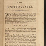 1796 1st ed EARLY Constitution & Laws of United States of America Politics RARE