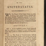 1796 1st ed EARLY Constitution & Laws of United States of America Politics RARE