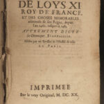 1620 Medieval Louis XI King of France Jean de Roye Hundred Years War Charles VII