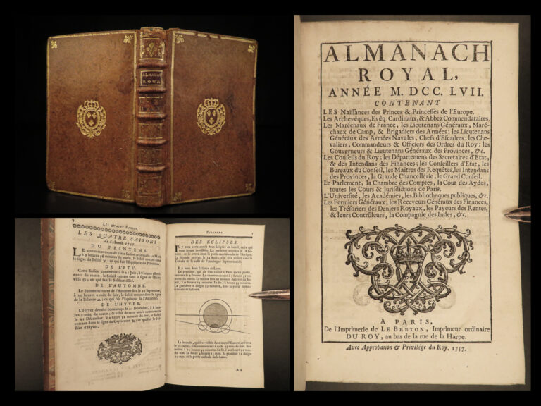 Image of 1757 King Louis XV ARMS 1ed French Royal Almanac France Politic Military FRANCE