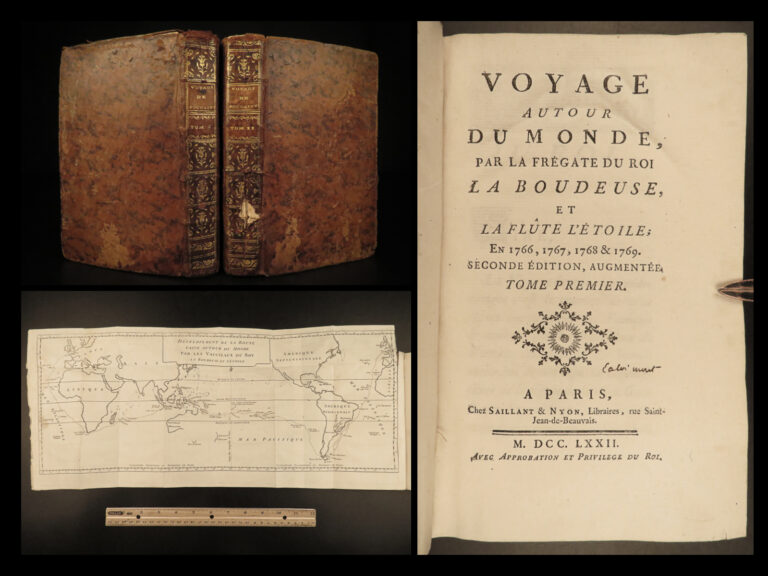 Image of 1772 Voyages of Louis Bougainville Pacific Ocean TAHITI Falkland Islands MAPS 2v SET
