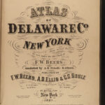 1869 New York ATLAS of Delaware County Delhi Color City MAPS FW Beers HUGE FOLIO