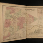1869 New York ATLAS of Delaware County Delhi Color City MAPS FW Beers HUGE FOLIO
