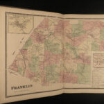 1869 New York ATLAS of Delaware County Delhi Color City MAPS FW Beers HUGE FOLIO